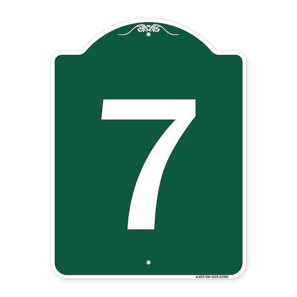 Signmission Designer Series Sign-Sign W/ Number 7, Green & White Aluminum Sign, 18" x 24", GW-1824-22901 A-DES-GW-1824-22901 - main